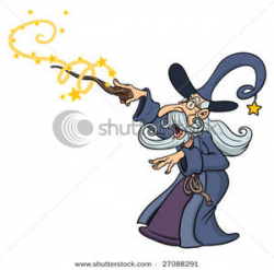 A Wizard Casting a Spell Clip Art Image