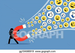 EPS Illustration - Woman using a big magnet to attract ...