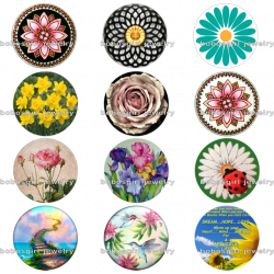 HOT flower glass Magnetic button fit snap jewelry Bead Cabochon ...