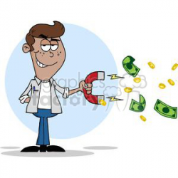 teenager collecting money using a big magnet clipart. Royalty-free clipart  # 380714
