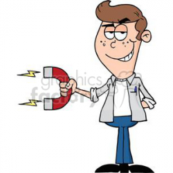Teenager holding a large magnet clipart. Royalty-free clipart # 380771