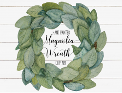 Digital Watercolor ///Magnolia wreath clip art a farmhouse ...