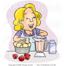 Clipart of a Happy Mother Blending Juice in the Kitchen by ...