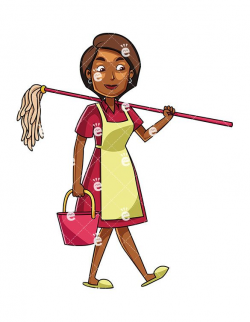 A Black Woman Carrying A Mop And A Bucket | Cleaning ...