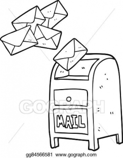 Vector Stock - Black and white cartoon mail box. Clipart ...