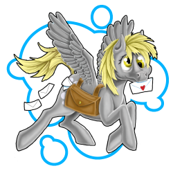 1254427 - artist:mayle128, derpy hooves, flying, mail, mailbag ...