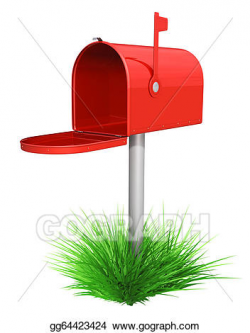 Stock Illustration - Empty red mailbox and green grass ...