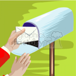 A person putting piece of mail in the mailbox clipart. Royalty-free clipart  # 156914