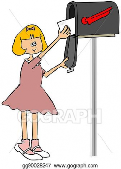Drawing - Small girl mailing a letter. Clipart Drawing ...
