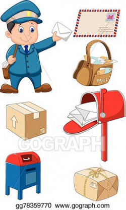 Vector Art - Cartoon mail carrier with bag and l. EPS ...