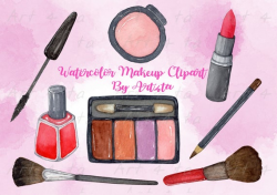 Cute Hand Made Watercolor Makeup and Cosmetics Clipart : Makeup ClipArt,  Makeup Watercolor ,Watercolor Clipart PNG files 300 dpi (WC14)