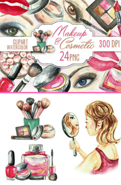 Makeup cosmetic clip art. Beauty watercolor images. Make up ...