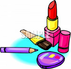 A Tube of Lipstick and Cosmetics - Clipart