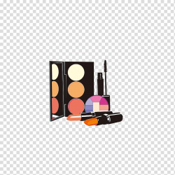 Makeup palette and lipsticks illustration, Cosmetics Makeup ...