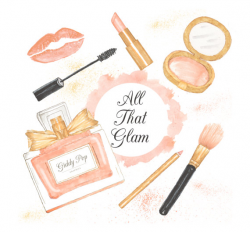 Watercolor Makeup clipart, cosmetic clipart, , Fashion ...
