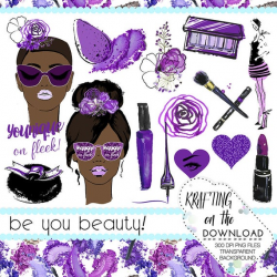 younique printable makeup clipart younique clip art make up clipart png  watercolor makeup clipart set purple African American planner girl