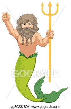 Vector Clipart - Male mermaid with the trident. Vector ...