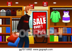 Vector Stock - Man shopping at shopping mall. Stock Clip Art ...