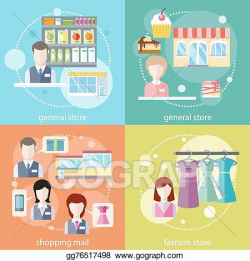 Clip Art Vector - General store, shopping mall and fashion ...