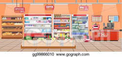 EPS Vector - Supermarket store interior with goods. Stock ...