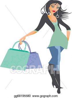 Vector Illustration - Shopping lady. EPS Clipart gg68195580 ...