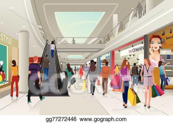 Vector Art - People shopping in a mall. Clipart Drawing ...
