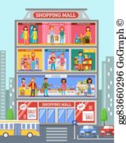 Shopping Mall Clip Art - Royalty Free - GoGraph