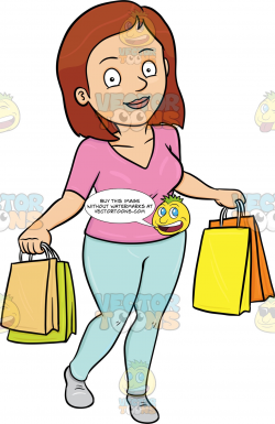 A Woman Satisfied After Shopping In A Mall