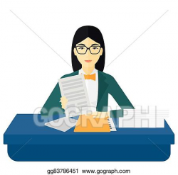 Vector Art - Hr manager checking files. EPS clipart ...