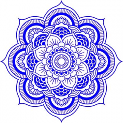DETAILED MANDALA DESIGN BLACK WHITE Vinyl Decal Sticker Two in One Pack (8  Inches Wide Royal Blue)