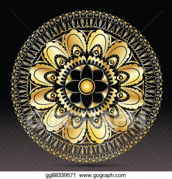 Vector Art - Islamic gold on dark mandala round ornament ...