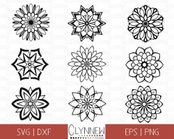 Mandala Vector Clipart Bundle, Mandala SVG Designs, Simple Flower Mandala  Template for Vinyl Cutting, Geometrical Clipart, Download Dxf, Png