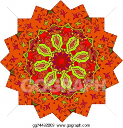 Vector Illustration - Bright mandala with floral print ...