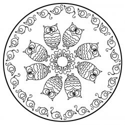 Cute owls Mandala - Mandalas with animals - 100% Mandalas ...