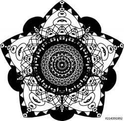 Middle calmness eye with merry blossom mandala in black and ...