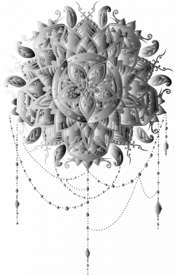 Clipart - Grayscale Intricate Floral Mandala