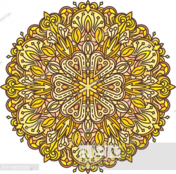 Abstract vector color round lace design in mono line style ...