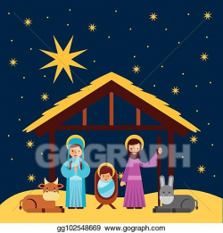 EPS Illustration - Merry christmas manger celebration ...