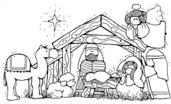Nativity, Jesus Nativity in Cartoon Depiction Coloring Page ...