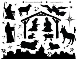 Away In A Manger Stencil by StudioR12 | Elegant Traditional Christmas Art -  Large 14 x 11-inch Reusable Mylar Template | Painting, Chalk, Mixed Media  ...