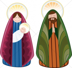 Cheerful Holy Family Characters | Nativity Clipart