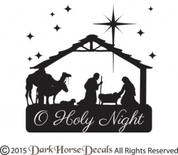 O Holy Night Nativity Scene Decorative Glass Block Decal ...