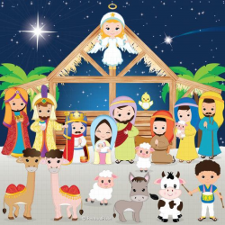 Nativity clipart, Nativity clip art, Christmas clipart, Jesus, Mary,  Joseph, Manger, Shepherds, Baby Jesus, Holiday, Stable, Angel