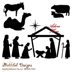 Christmas Nativity Silhouette Clip Art for Commercial Use ...