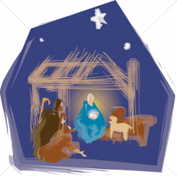 Nativity Scene with Stable Animals | Manger Clipart