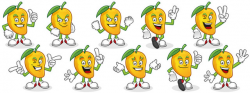 Vector character pack of mango, mango mascot set, mango ...