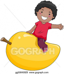 Stock Illustration - Boy on mango. Clipart Illustrations ...