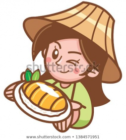 Vector illustration of Cartoon Mango sticky rice | Cartoon ...