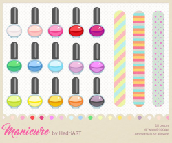Nail Polish Clip Art. Manicure Clipart. Fashion Clipart. Beauty Clipart.