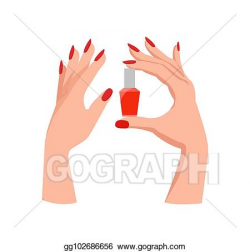 EPS Vector - Elegant female hands with bright red manicure ...